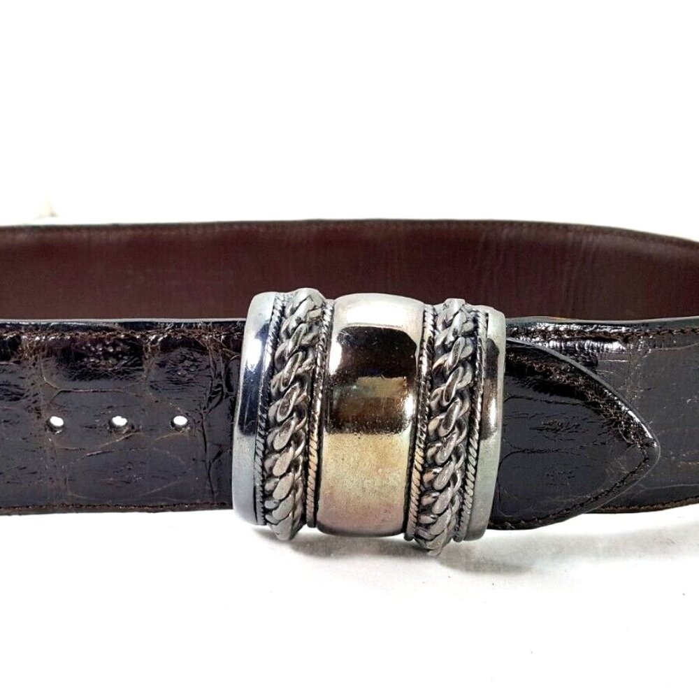J & M Davidson Women's Crocodile Veritable Leather Belt Made In France